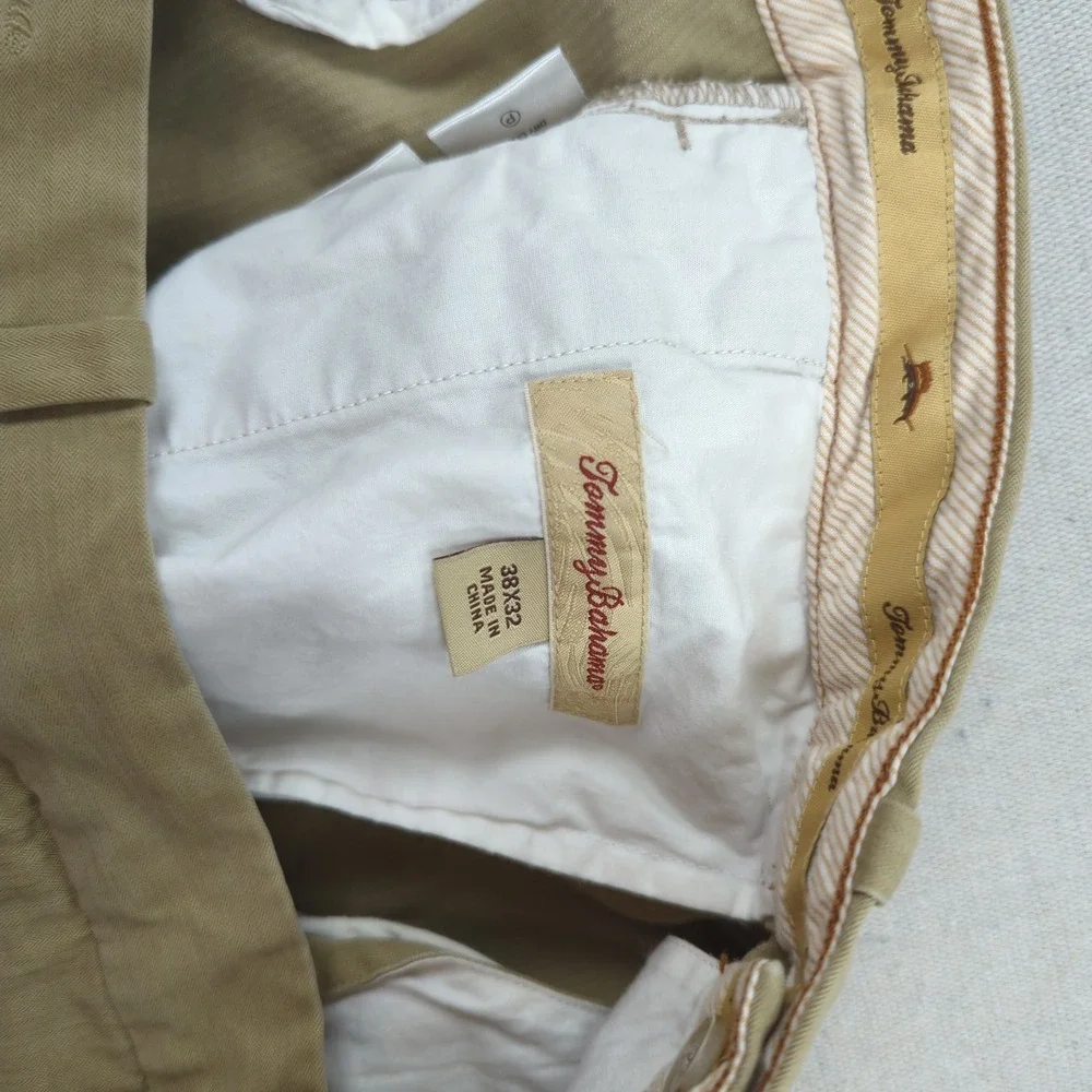 Tommy Bahama Pants Mens 38x32 Khaki Silk Casual Preppy Pleated